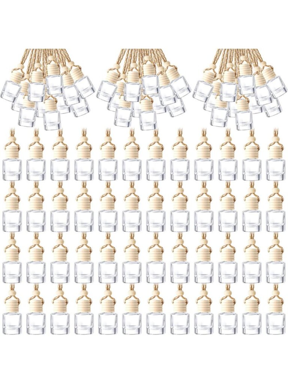 200 Pcs Hanging Car Diffuser Bottles - Freshener Set for Home & Auto